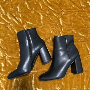 Madden Girl square toe booties, black faux leather sz 9